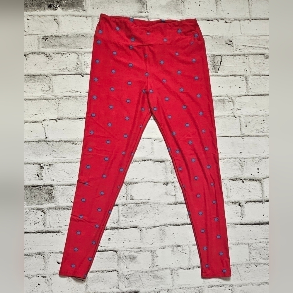 LuLaRoe Red Polka Dot Leggings Tall Curvy Buttery Soft Lounge Pants